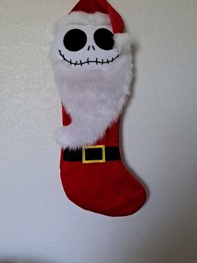 Disney Red and White Jack Skellington Santa Stocking